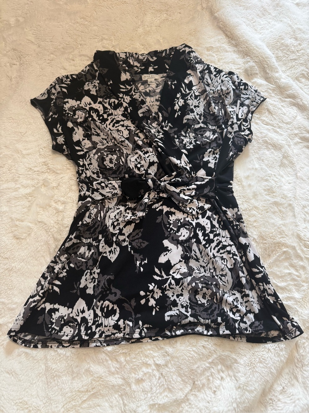 Nine West Floral Wrap-Front Women's Top